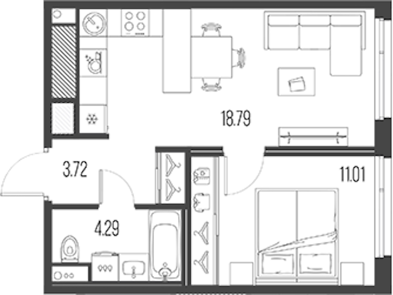 1-комнатная квартира 37.81 м², 9/10 эт., ЖК «LEGENDA Васильевского»